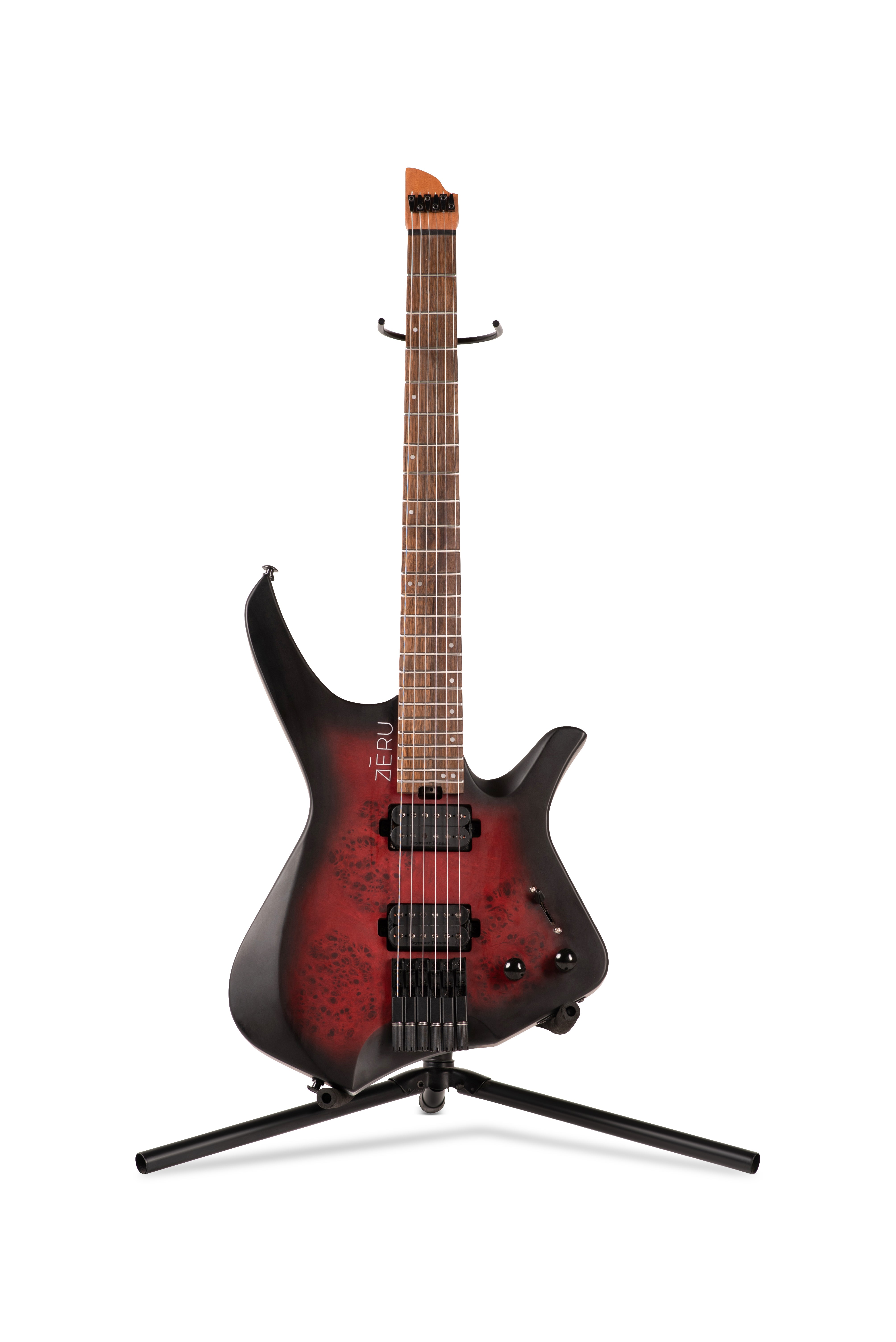 ZERU VOID Justus Hajas Signature Series 6 String Headless Guitar in Scorched Scarlet