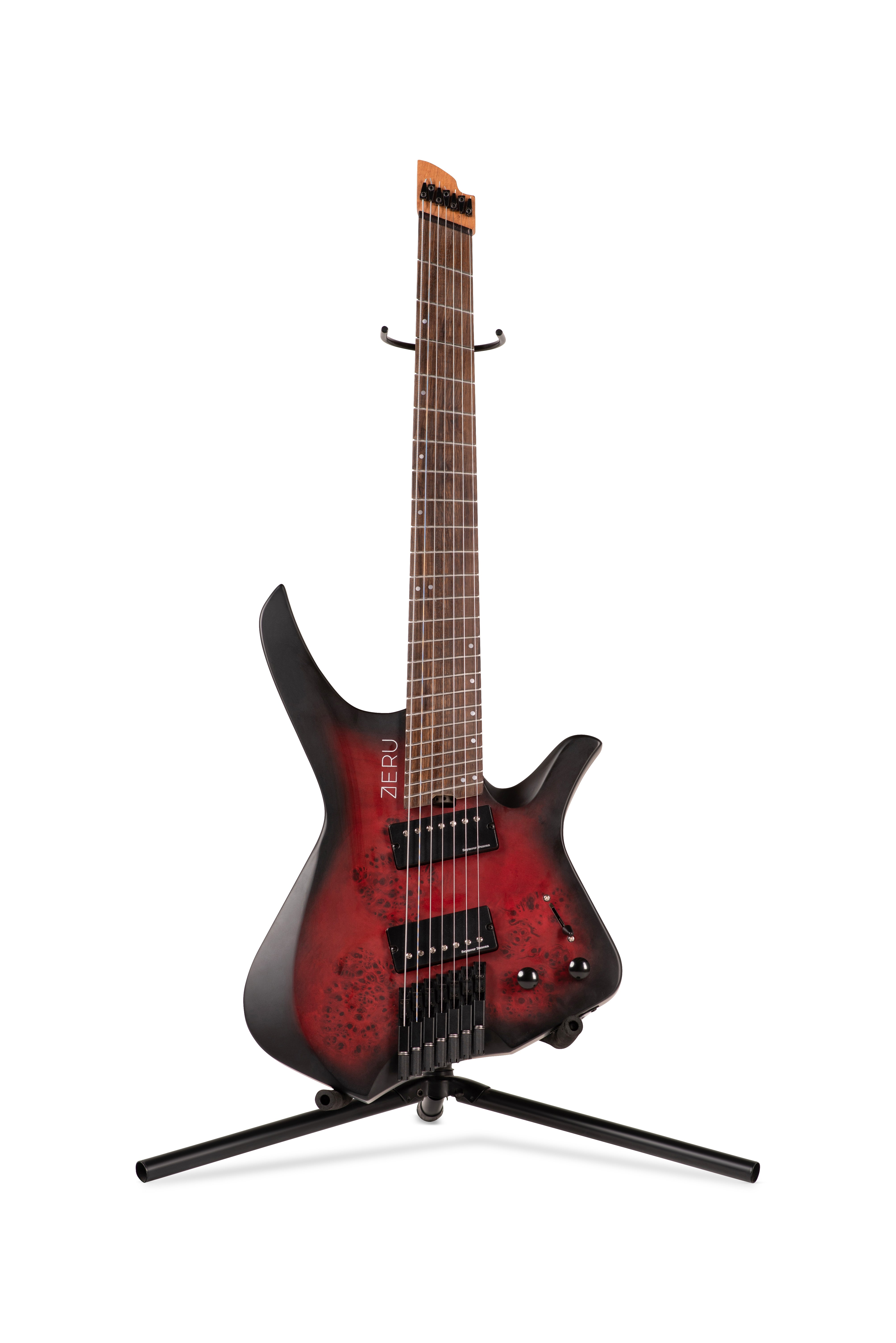 ZERU VOID Justus Hajas Signature Series 7 String Headless Guitar in Scorched Scarlet