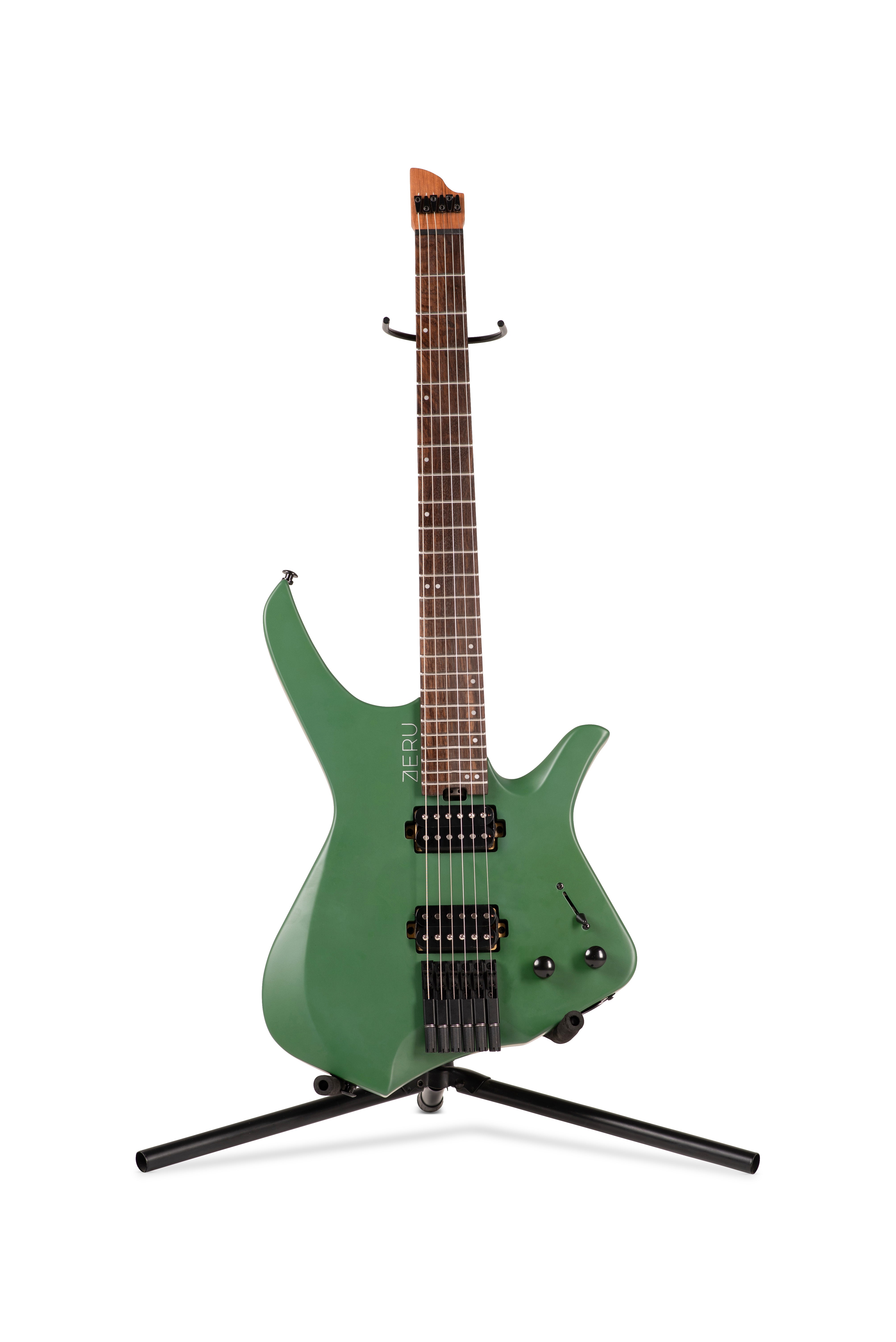 ZERU 6 String Headless Guitar in Verd Satin